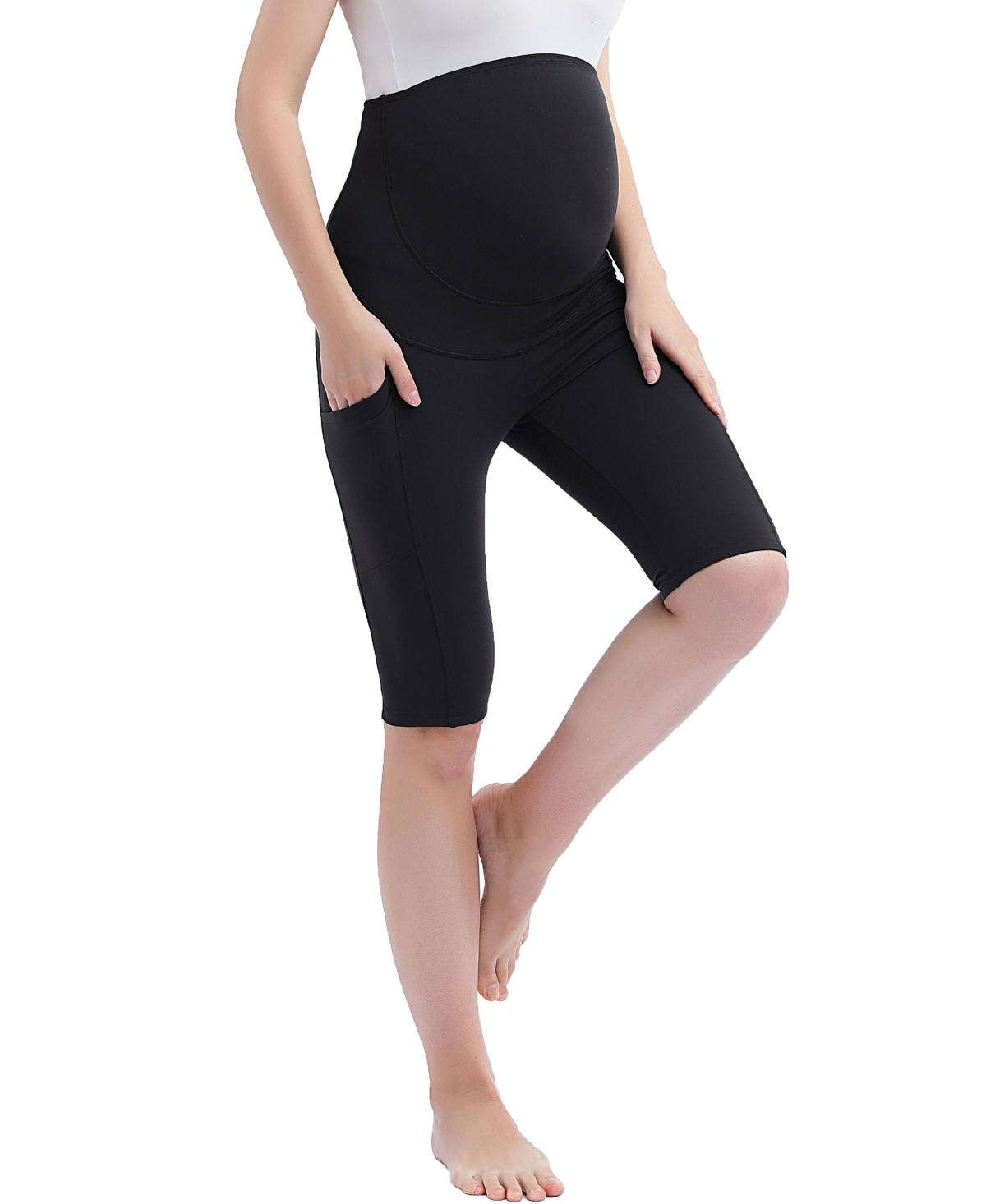 kimi + kai Maternity Essential Stretch Pocket Shorts - Black