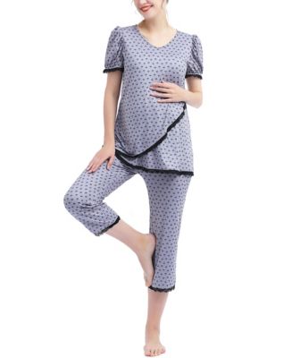 kimi + kai Maternity Drew Nursing 2-Piece Pajama Set - Macy's