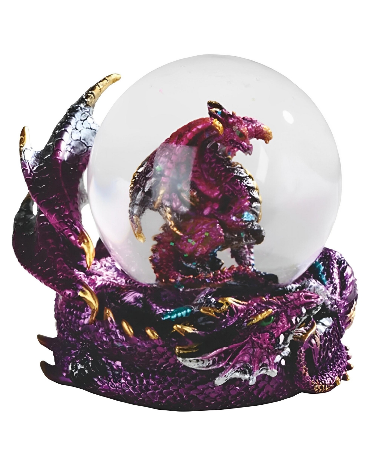 4.25"W Purple Dragon Glitter Snow Globe Figurine Home Decor Perfect Gift for House Warming, Holidays and Birthdays - Multicolor