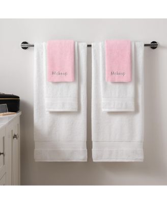 Makeup Remover Fingertip Towels (Pack of 6), Soft Coral Fleece Microfiber Washcloths for Make Up, Embroidered, 11 x 17 in.
