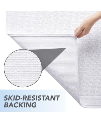 Textured Woven Cotton Bath Rug with Slip-Resistant Backing