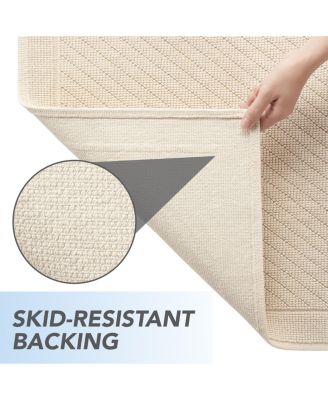 Textured Woven Cotton Bath Rug with Slip-Resistant Backing