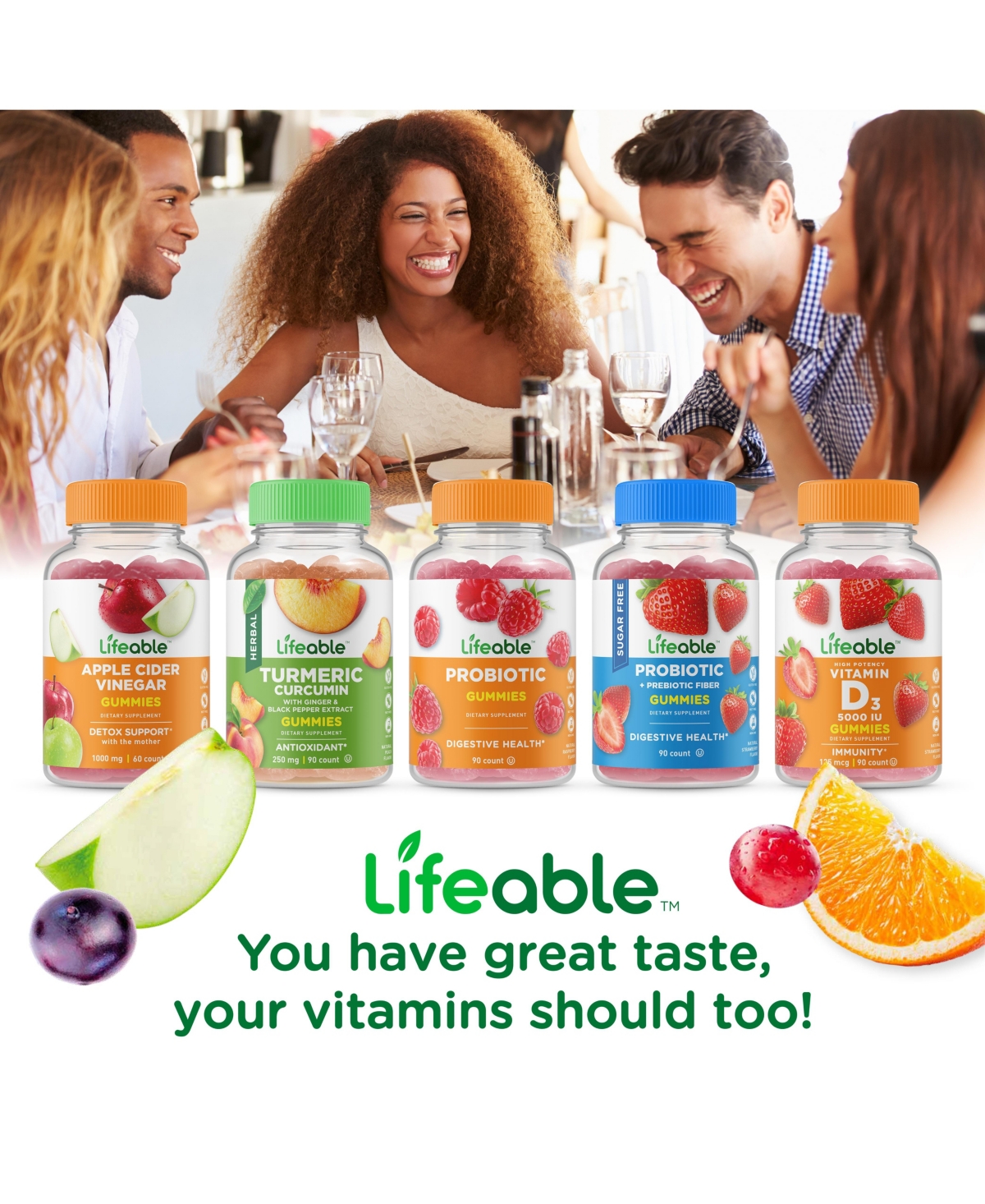 Lifeable Prebiotic Fiber 5g Supplement Gummies - Digestive System - Great Tasting Natural Flavor, Dietary Supplement Vitamins - Gummies - Open Misc