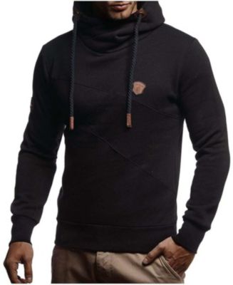 LEIF NELSON Men's Slim Fit Pullover Sweater - Long Sleeve Viscose Blend Stylish Hoodie Sweatshirt
