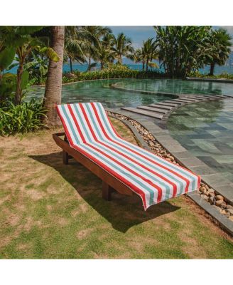 Cabo Cabana Chaise Lounge Chair Covers (2 Pack), Striped Color Options, Soft Cotton, 30x85 in. with 8" Fitted Pocked for Beach Chair