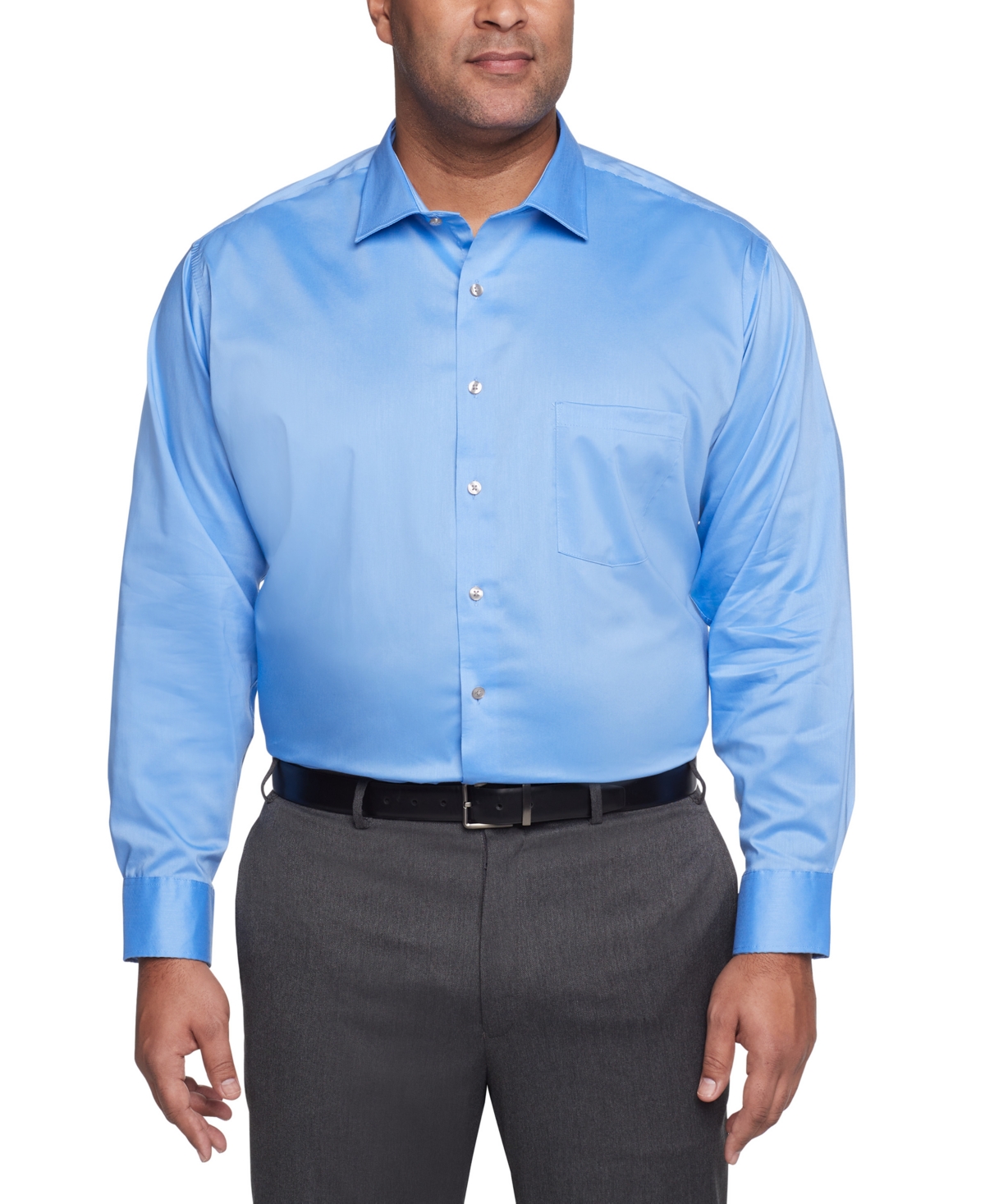 Men's Big & Tall Solid Dress Shirt - Blue Frost