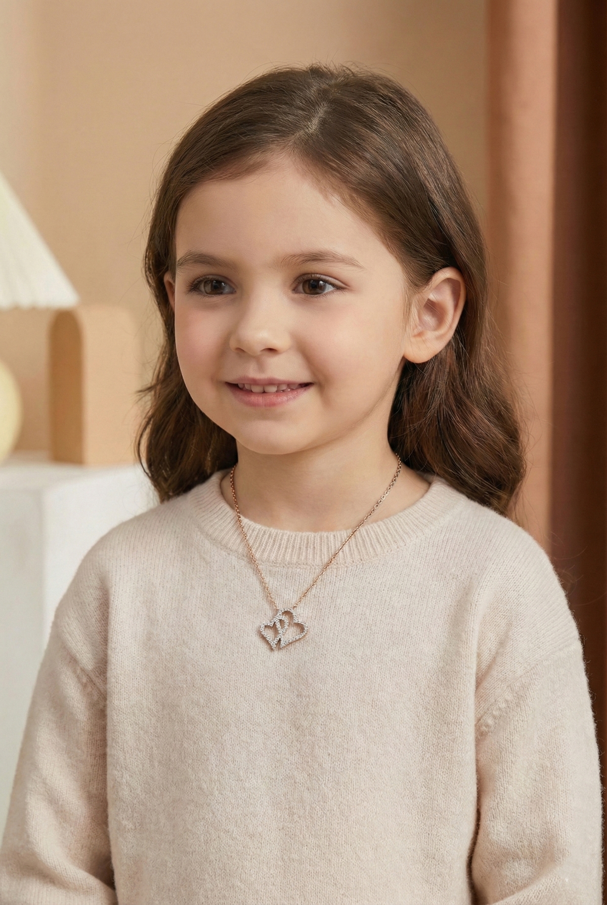 GiGiGirl Sterling Silver Cubic Zirconia Double Heart Micro Pave Pendant