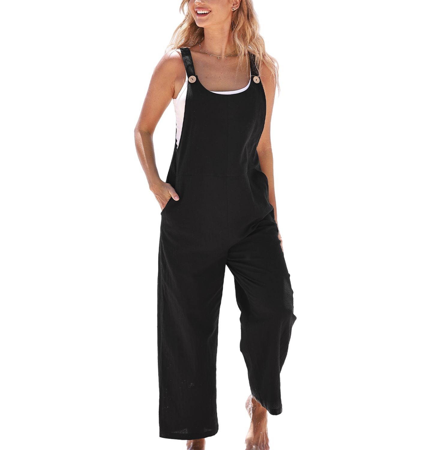 Женский комбинезон Cupshe Raven Tapered Pinafore Jumpsuit, цвет: Чёрный — фото 1
