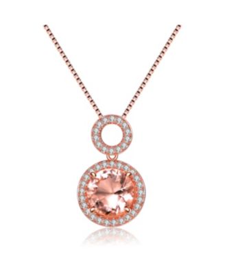 Sterling Silver Overlay Champagne Cubic Zirconia Double O Necklace