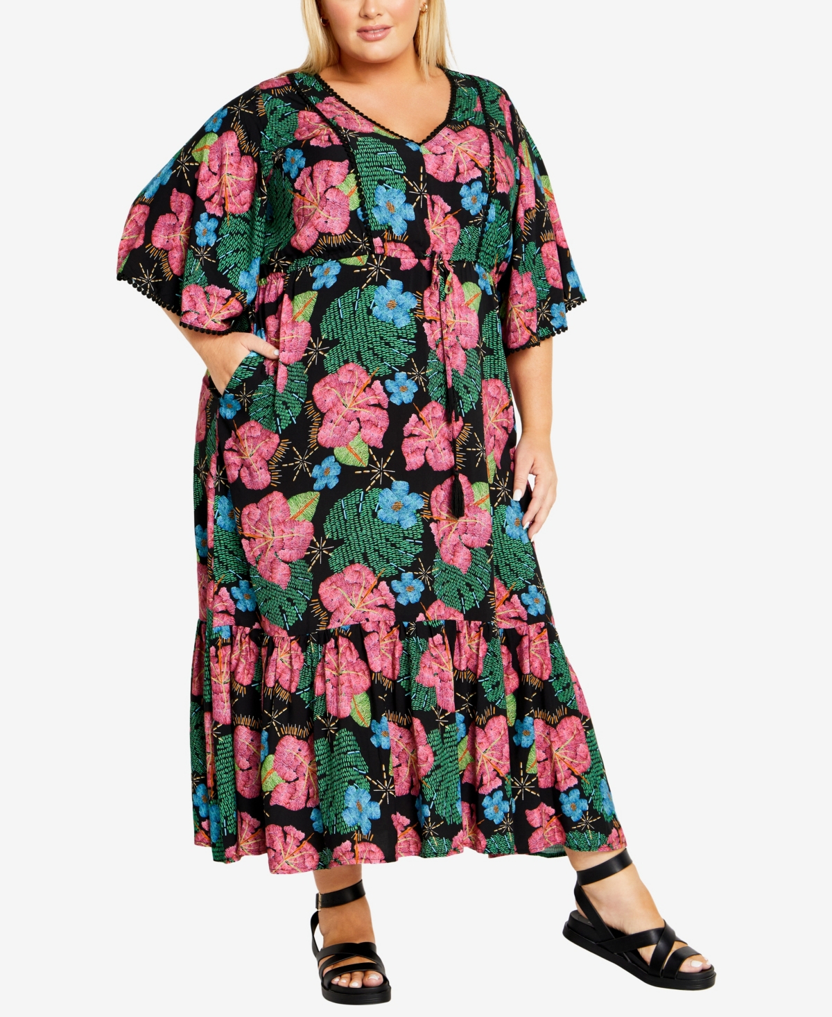 Shop Avenue Plus Size Utopia Maxi Dress In Passion In Positano