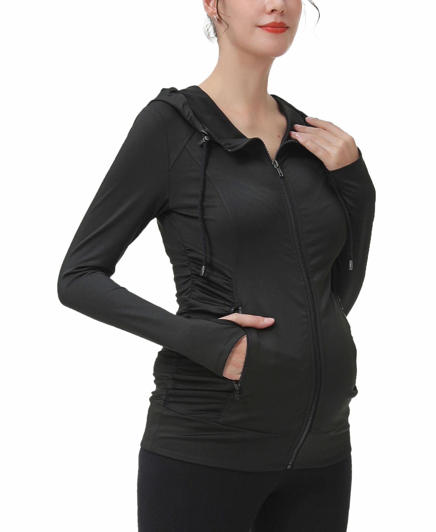 Женская куртка kimi + kai Maternity Essential Ruched Hooded Active, цвет: Чёрный — фото 2