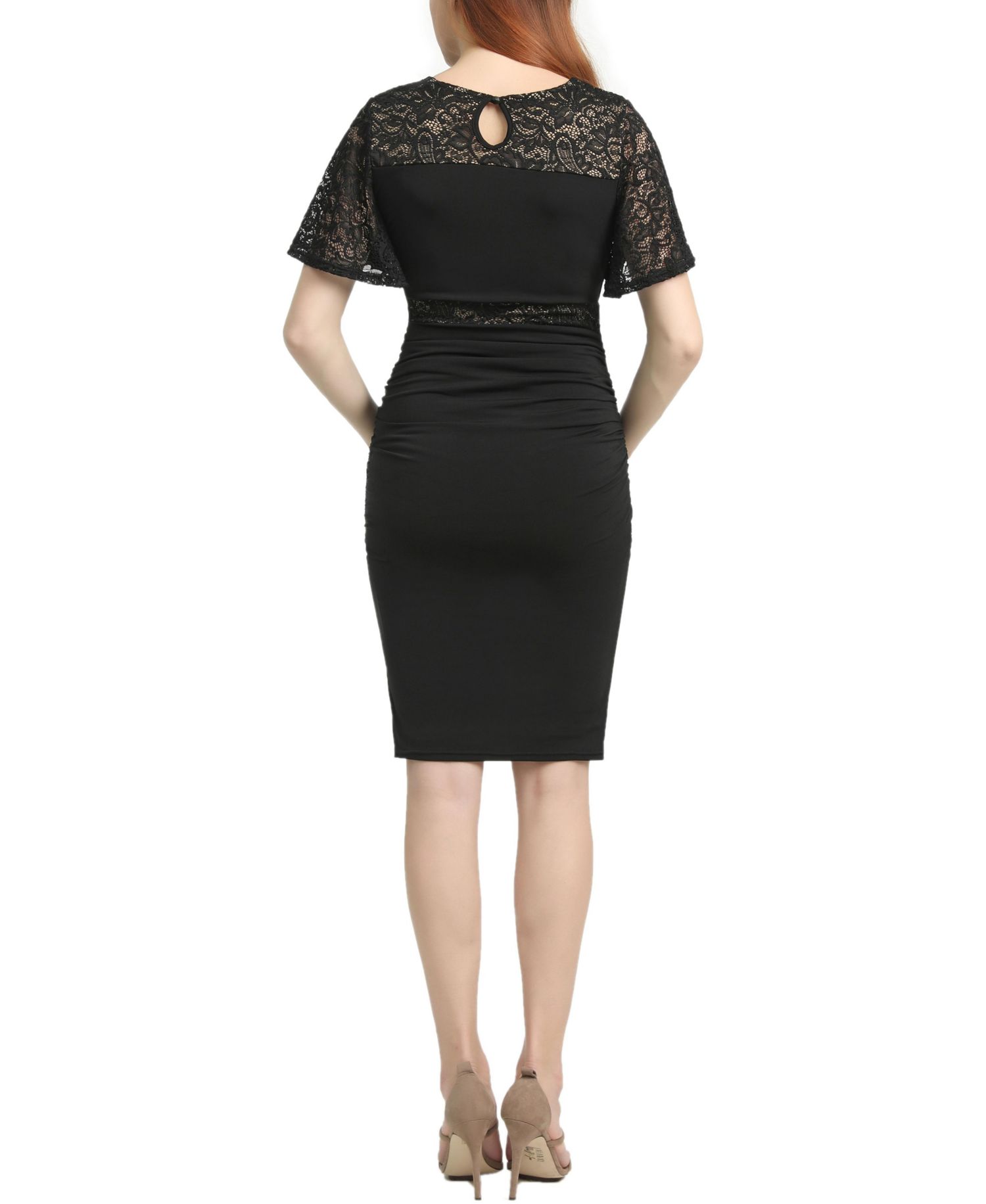 Women's Lace Accent Midi Dress
