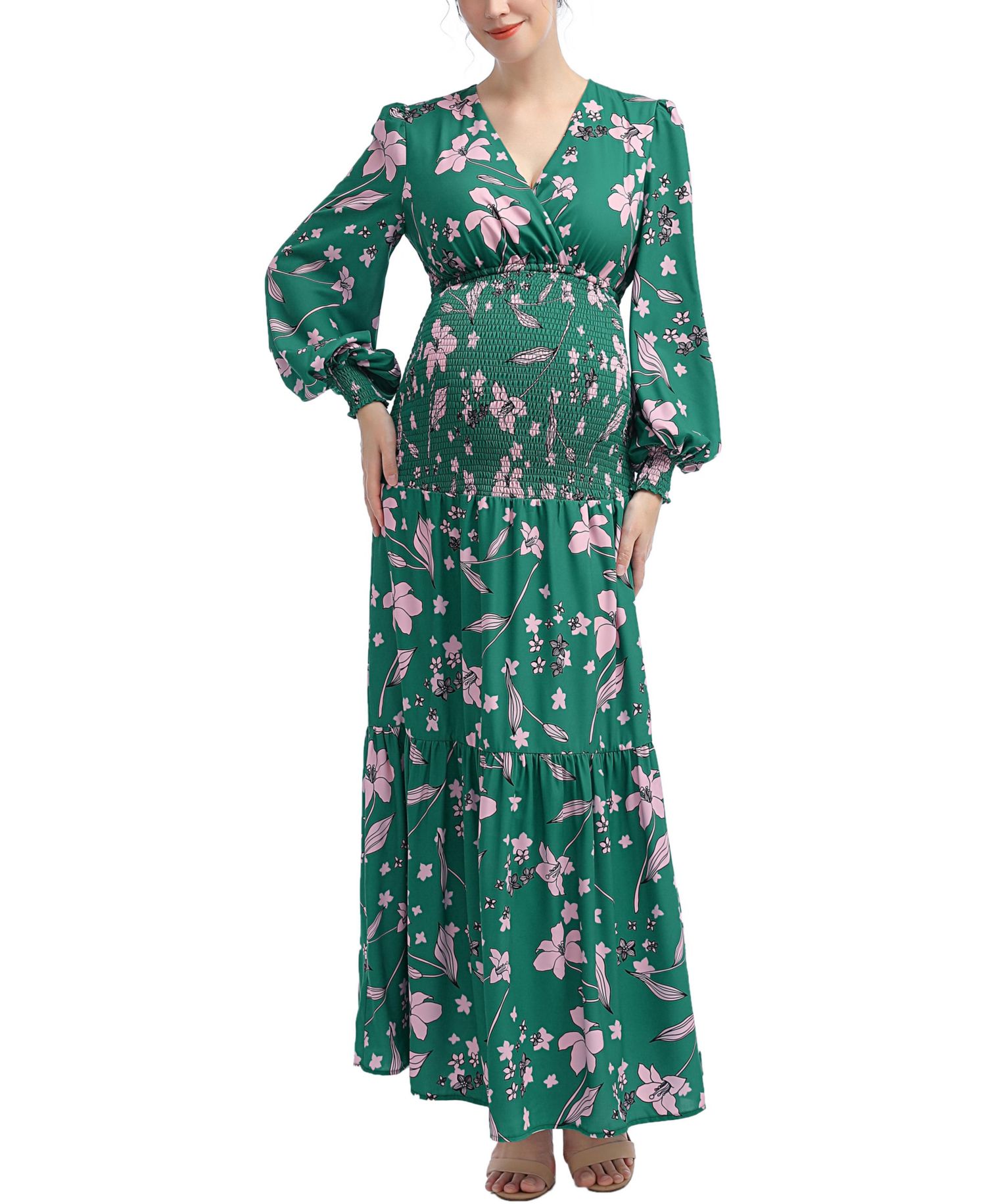 Women's Floral Print Smocked Maxi Dress