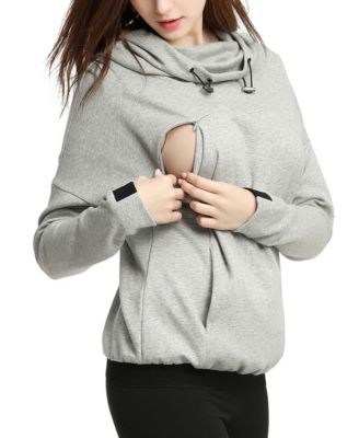 Maternity Cowl Neck Nursing Hoodie Sweatshirt