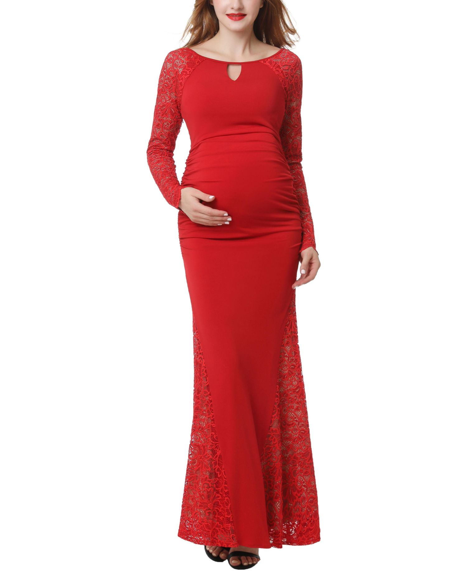 Women's Lace Trim Mermaid Maxi Dress