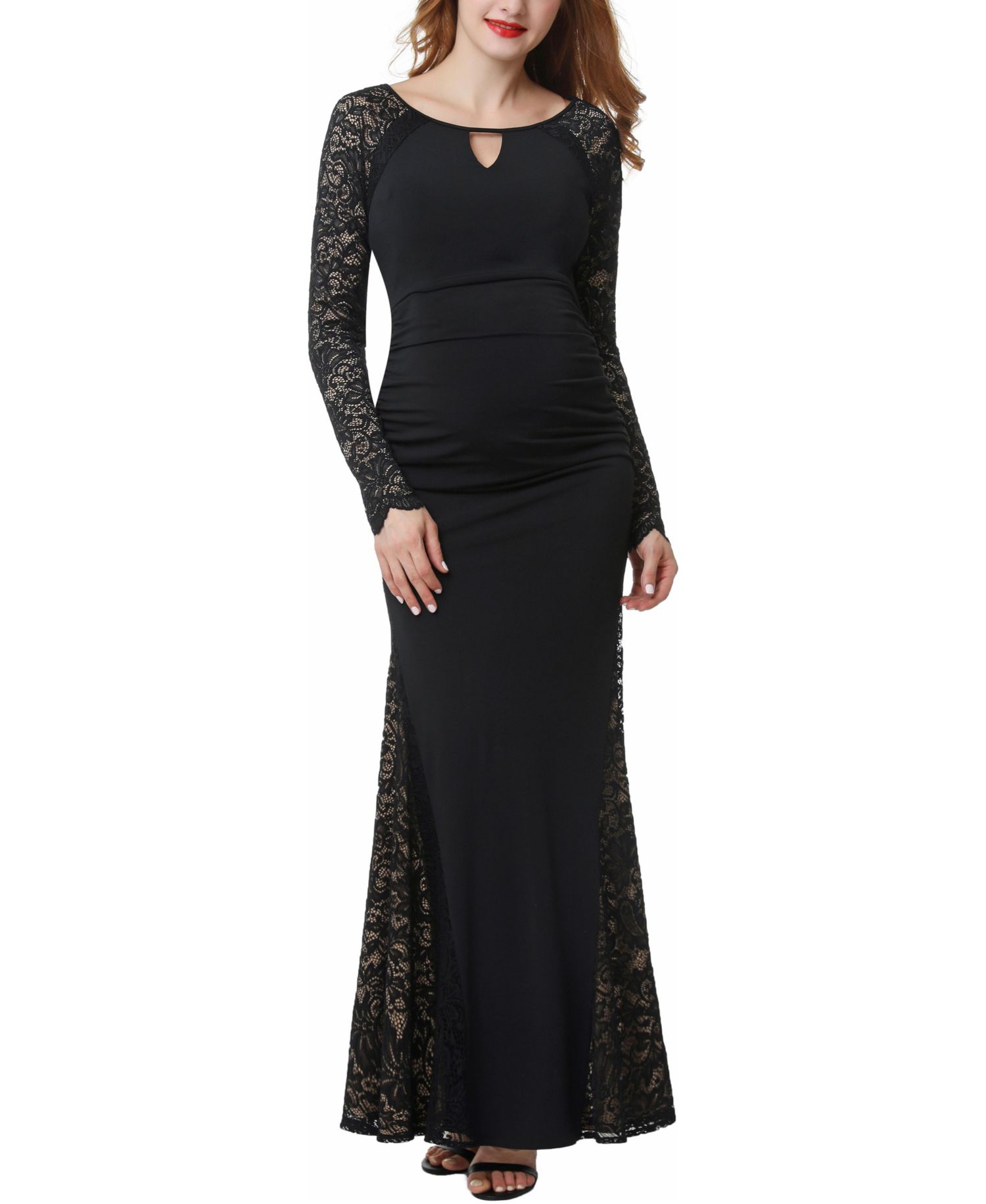 Women's Lace Trim Mermaid Maxi Dress