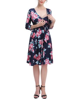 Maternity Floral Print Faux Wrap Nursing Dres
