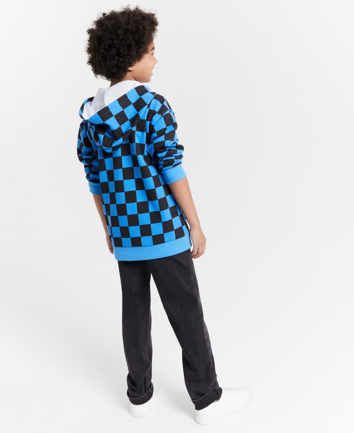 Epic Threads Little and Big Boys Checkerboard-Print Zip-Up Hoodie, Created for Macy's