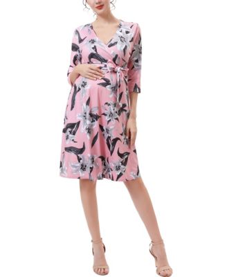 Maternity Floral Print Faux Wrap Nursing Dress