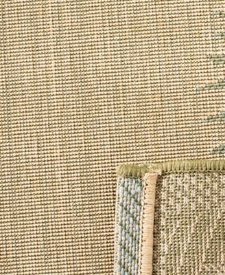 Courtyard CY7945 Cream and Green 5'3" x 7'7" Sisal Weave Outdoor Area Rug