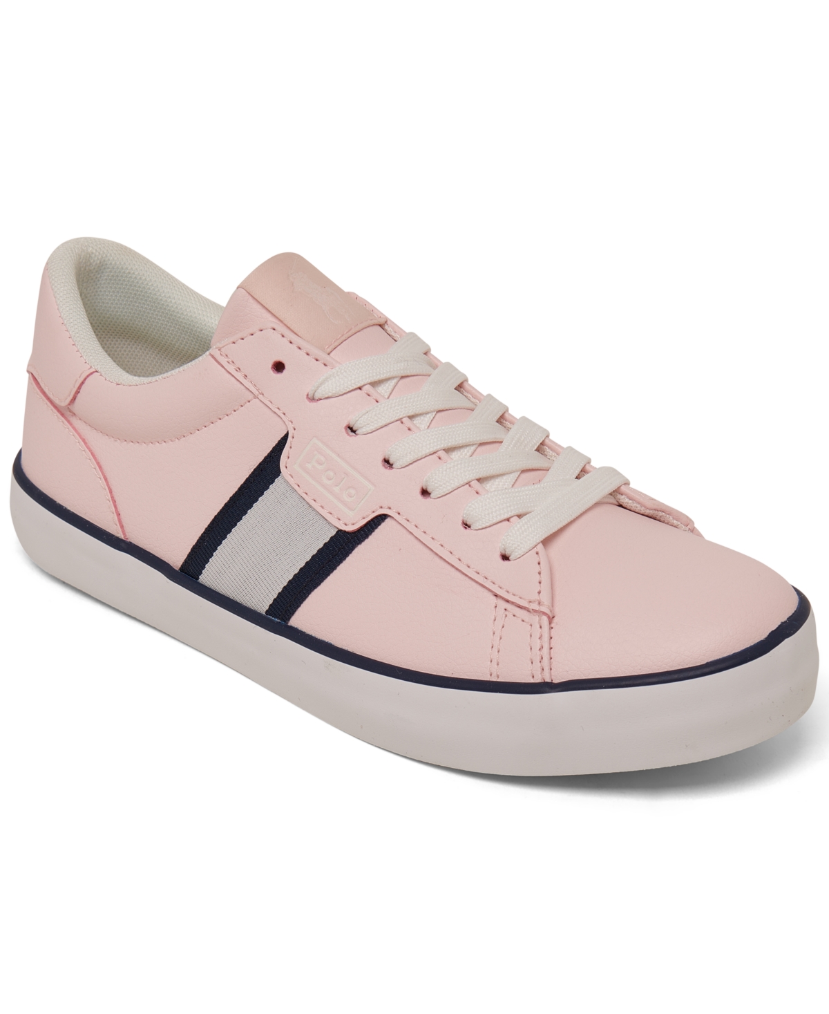 Polo Ralph Lauren Big Girls' Rexley Casual Sneakers From Finish Line In Light Pink,navy,white