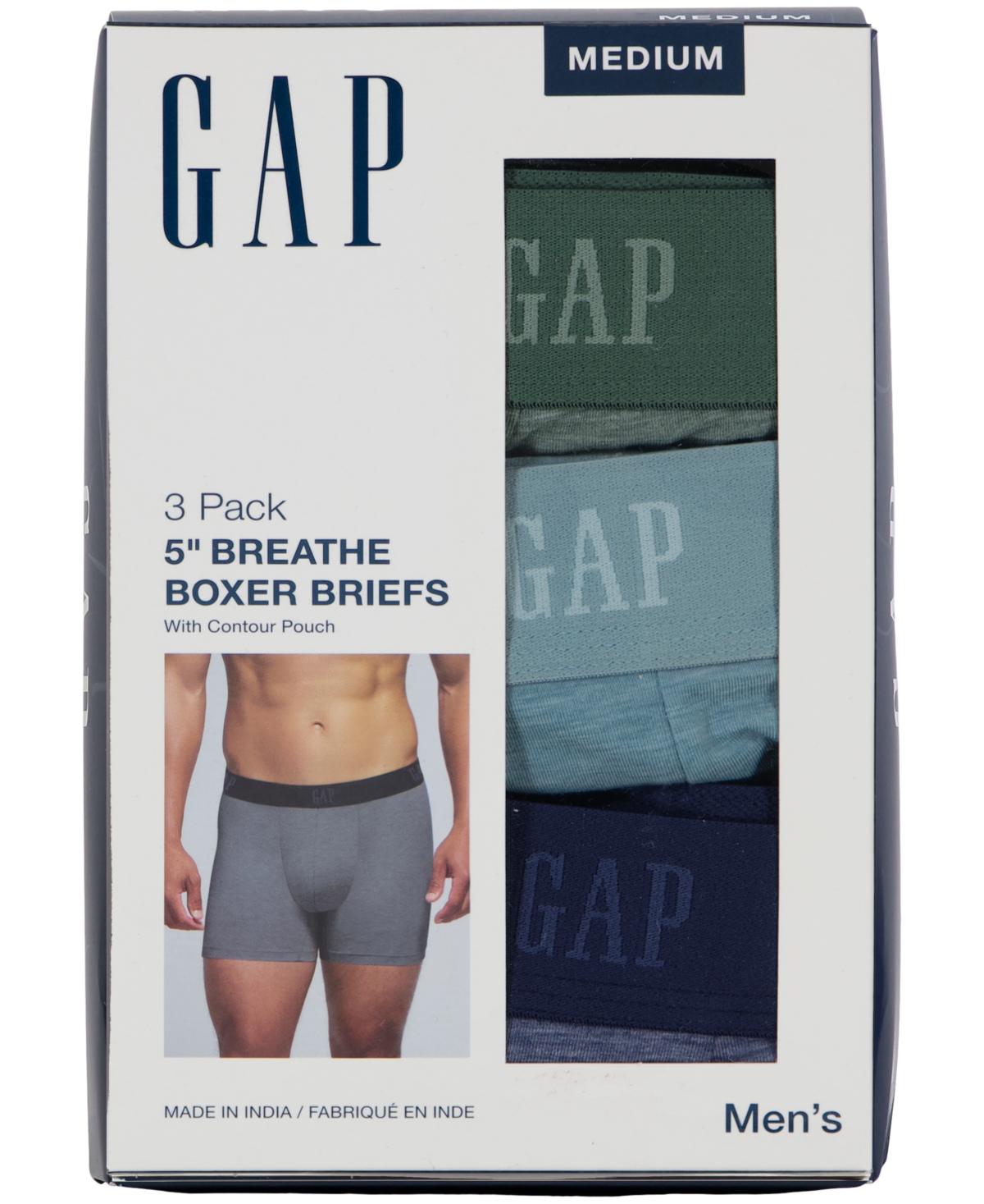 Shop Gap Men's 3-pk. Stretch Contour-pouch 5" Boxer Briefs In Dark Fores