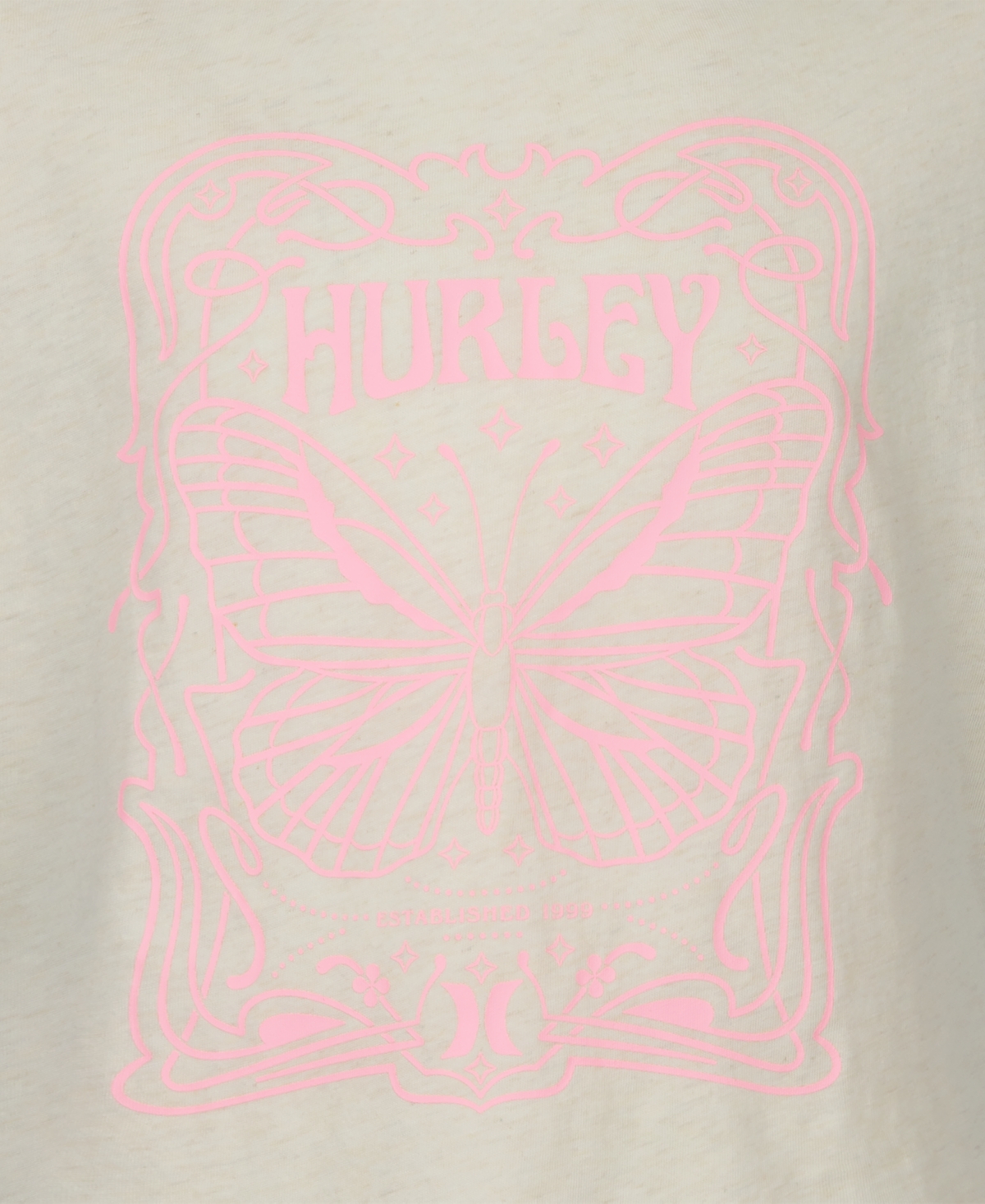 Shop Hurley Big Girls Mariposa Logo Graphic T-shirt In Marshmallow Heather
