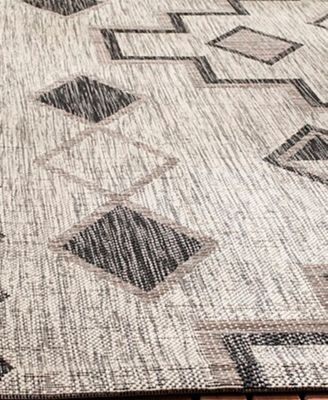 Courtyard CY8533 Gray and Black 8' x 11' Outdoor Area Rug