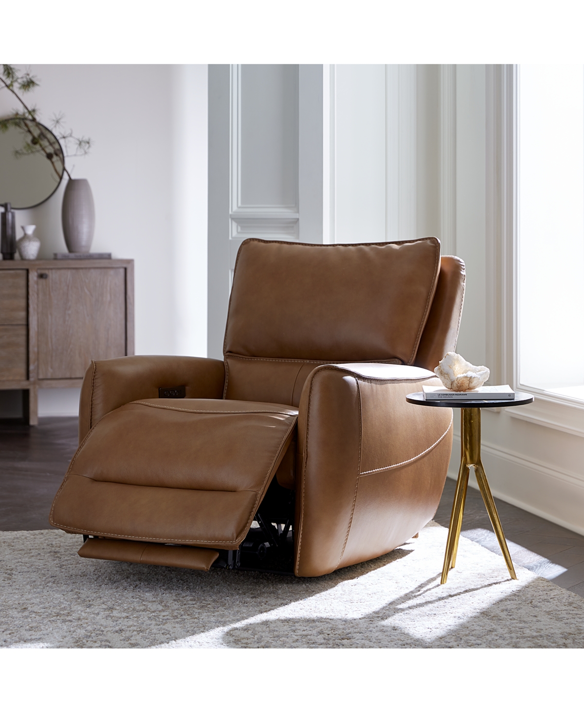 Macy's Derban 40" Leather Zero Gravity Recliner, Created For  In Coffee