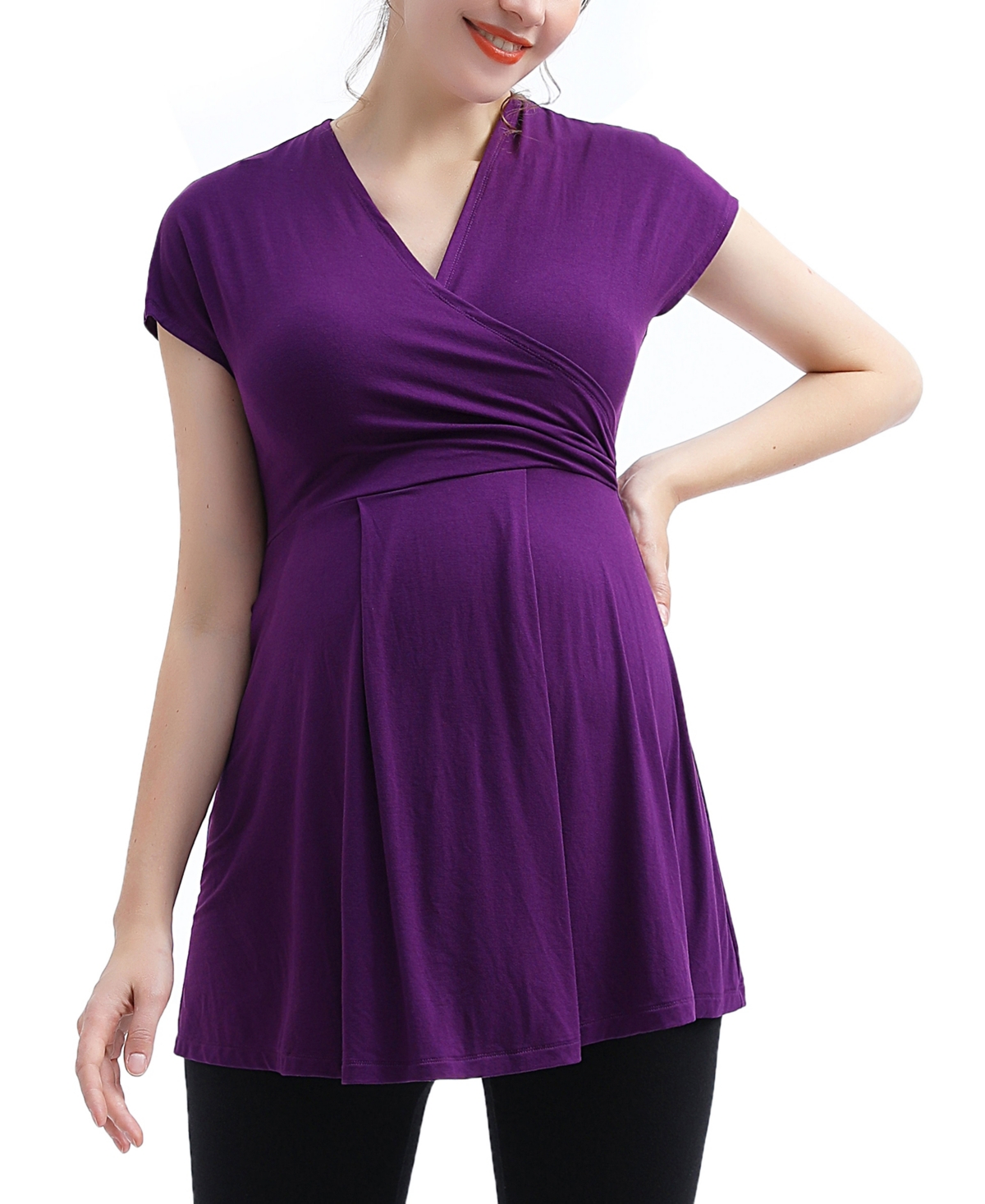 Maternity Evelyn V Neck Nursing Top - Eggplant