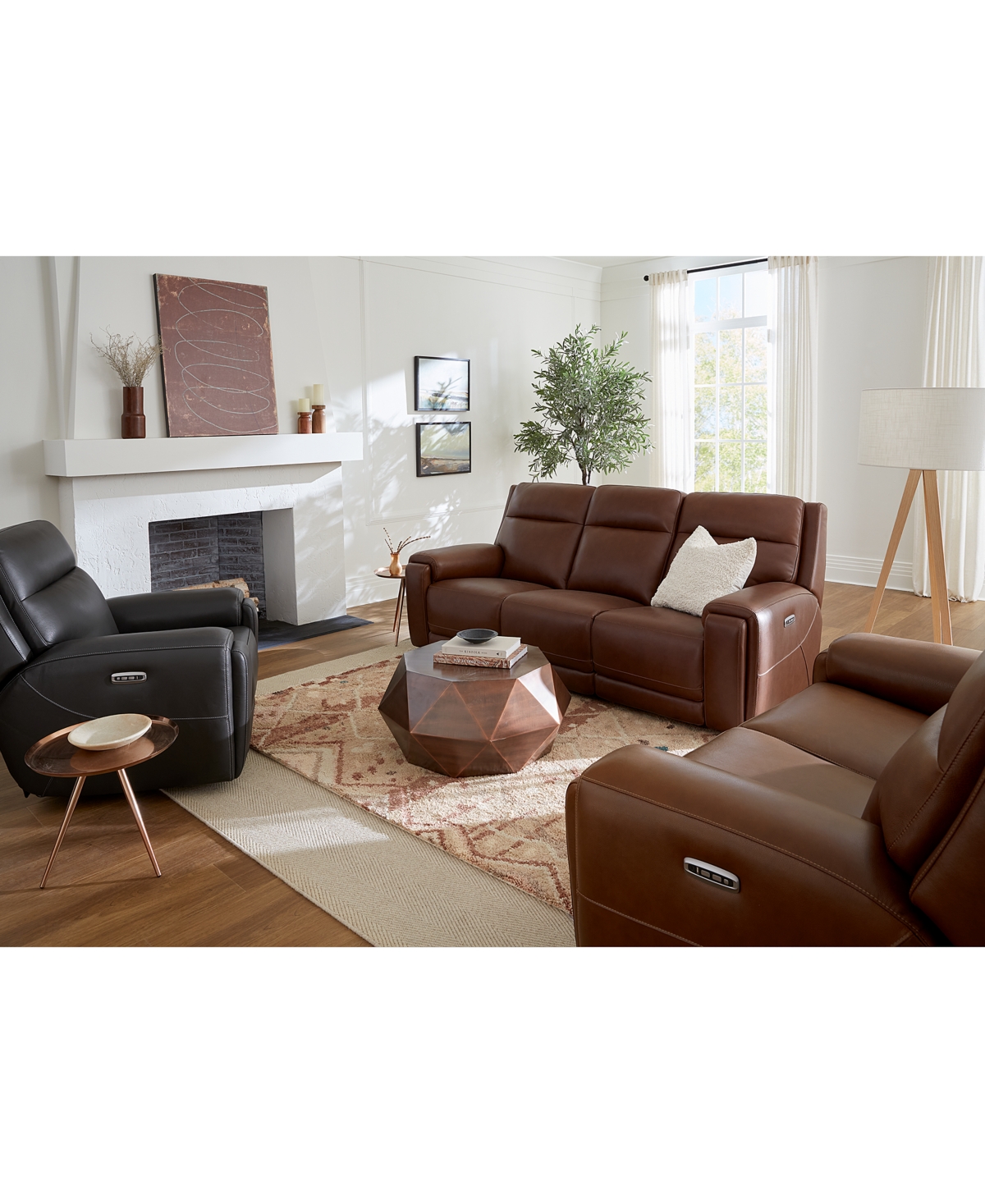 Macy's Varsani 40" Zero Gravity Leather Recliner, Created For  In Chestnut