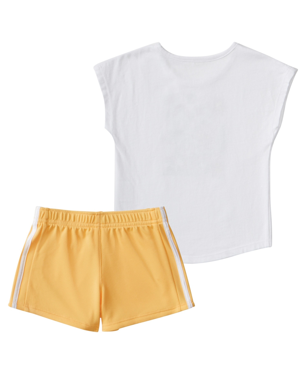Shop Adidas Originals Baby Girls Two-piece Graphic Tee Mesh Short Set In Yellow