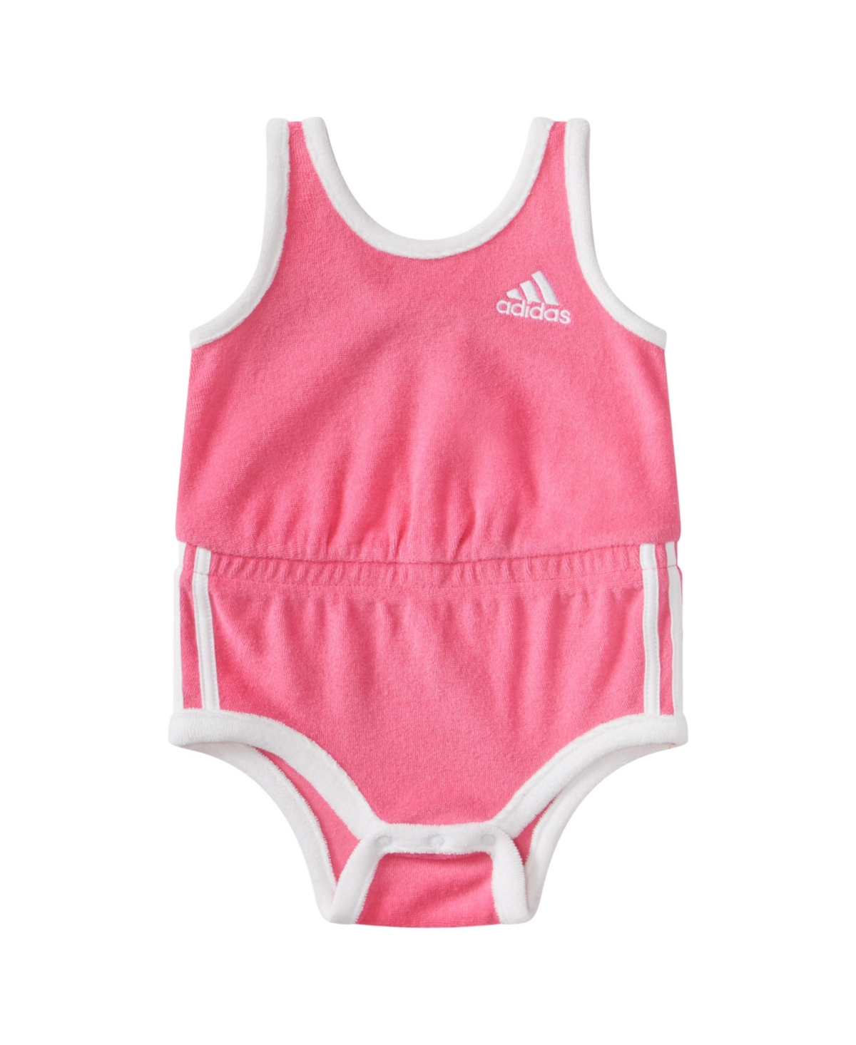 Shop Adidas Originals Baby Girl Sleeveless Terry Cloth Romper In Dark Pink