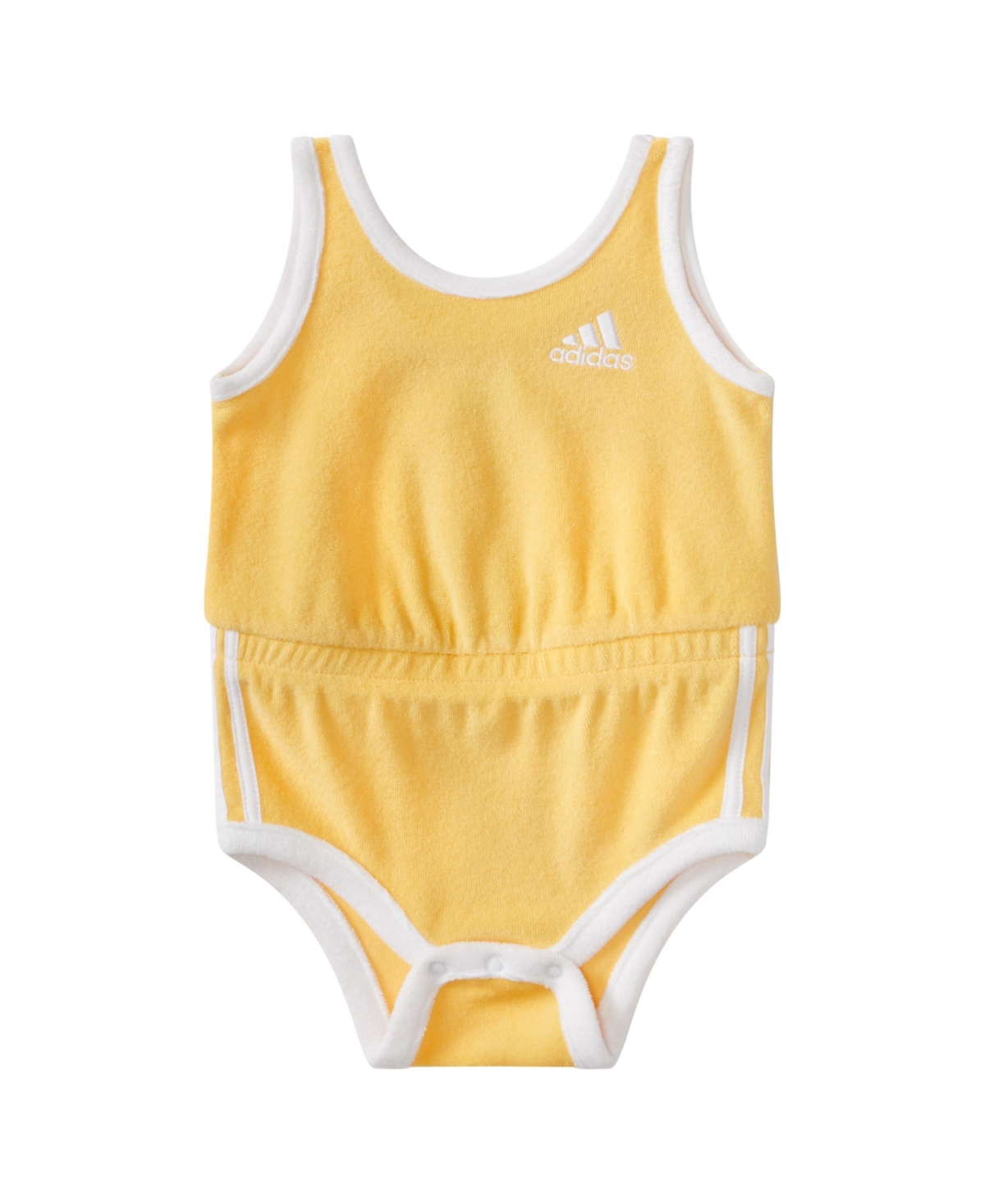 Shop Adidas Originals Baby Girl Sleeveless Terry Cloth Romper In Yellow