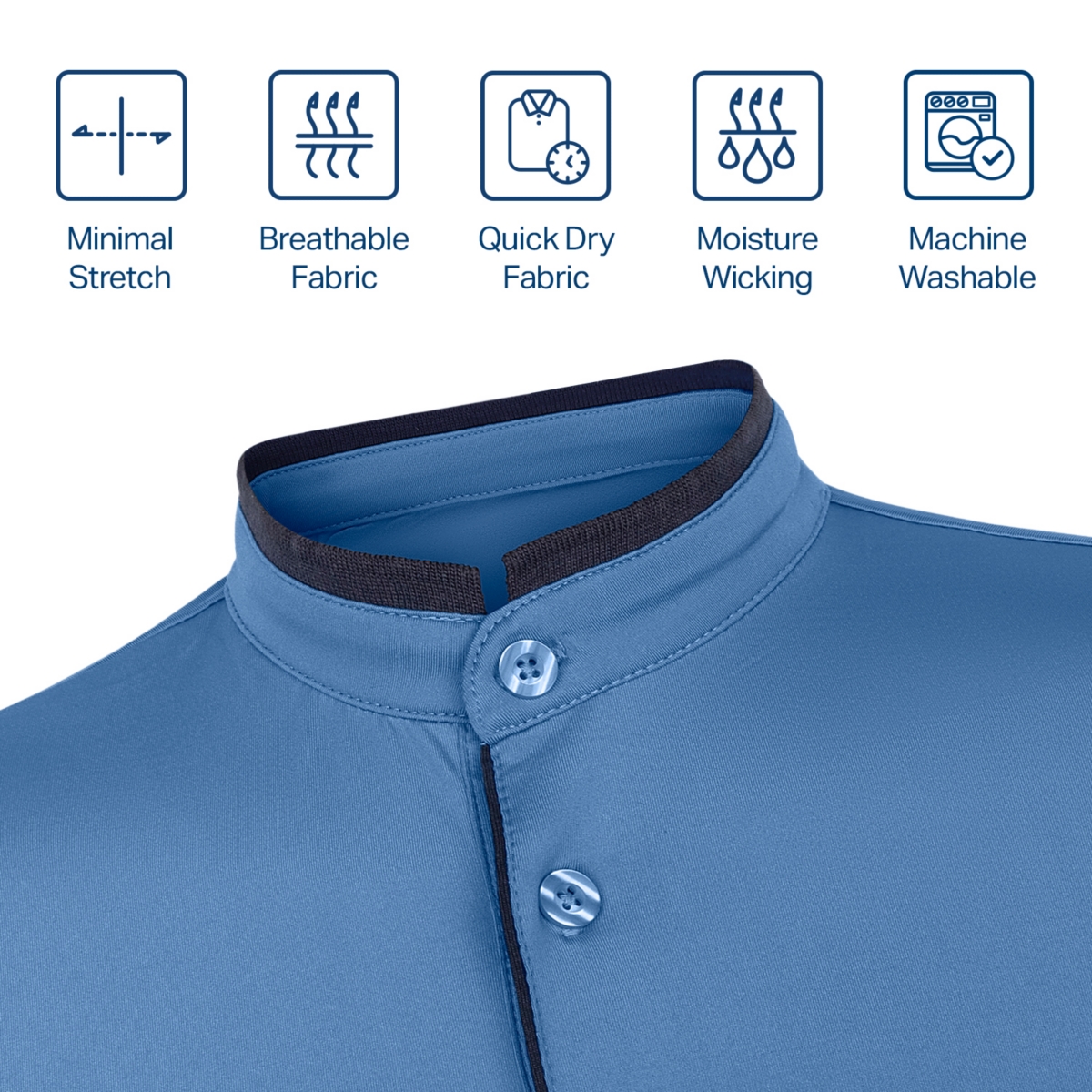 Mio Marino Big & Tall Short Sleeve Henley Polo Shirt with Contrast-Trim