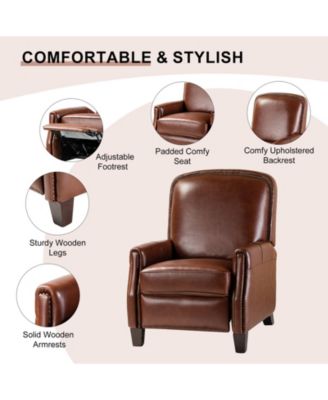 Hickey Modern Genuine Leather Recliner with Nailhead Trim