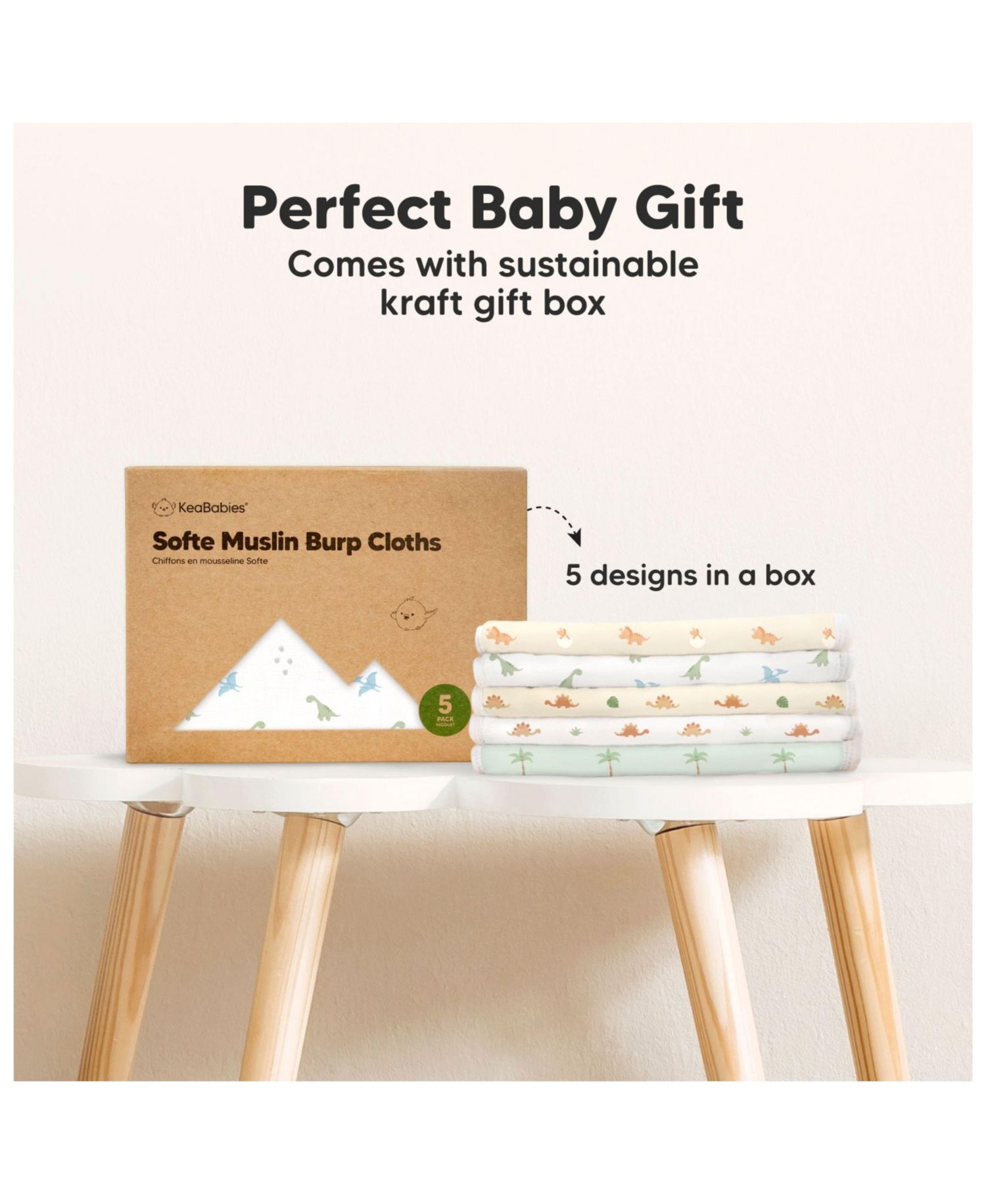 5pk Softe Muslin Burp Cloths for Baby Girls and Boys, Organic Burping Cloths for Babies, Baby Burp Clothes