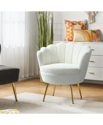 Modern Velvet Barrel Chair with Channel Tufted Back