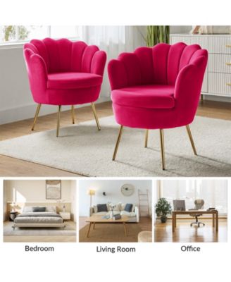 Modern Velvet Barrel Chair with Channel Tufted Back