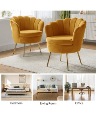 Modern Velvet Barrel Chair with Channel Tufted Back