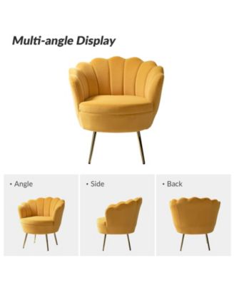 Modern Velvet Barrel Chair with Channel Tufted Back