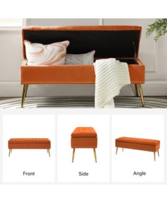Kajana Transitional Velvet Upholstered Flip Top Storage Bench
