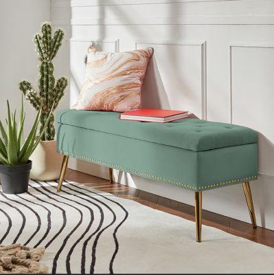 Kajana Transitional Velvet Upholstered Flip Top Storage Bench
