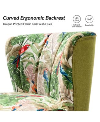 1 piece Tufted Floral Fabric Gold Metal Legs  Accent Chair