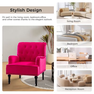 Jakub 28.5" W Velvet Tufted Polyester Armchair with Nailhead Trim