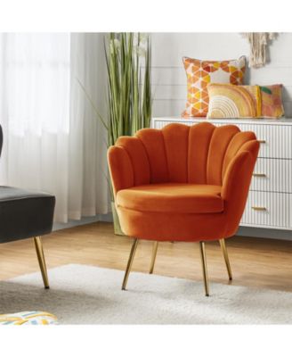 Modern Velvet Barrel Chair with Channel Tufted Back