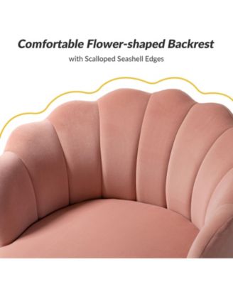 Modern Velvet Barrel Chair with Channel Tufted Back