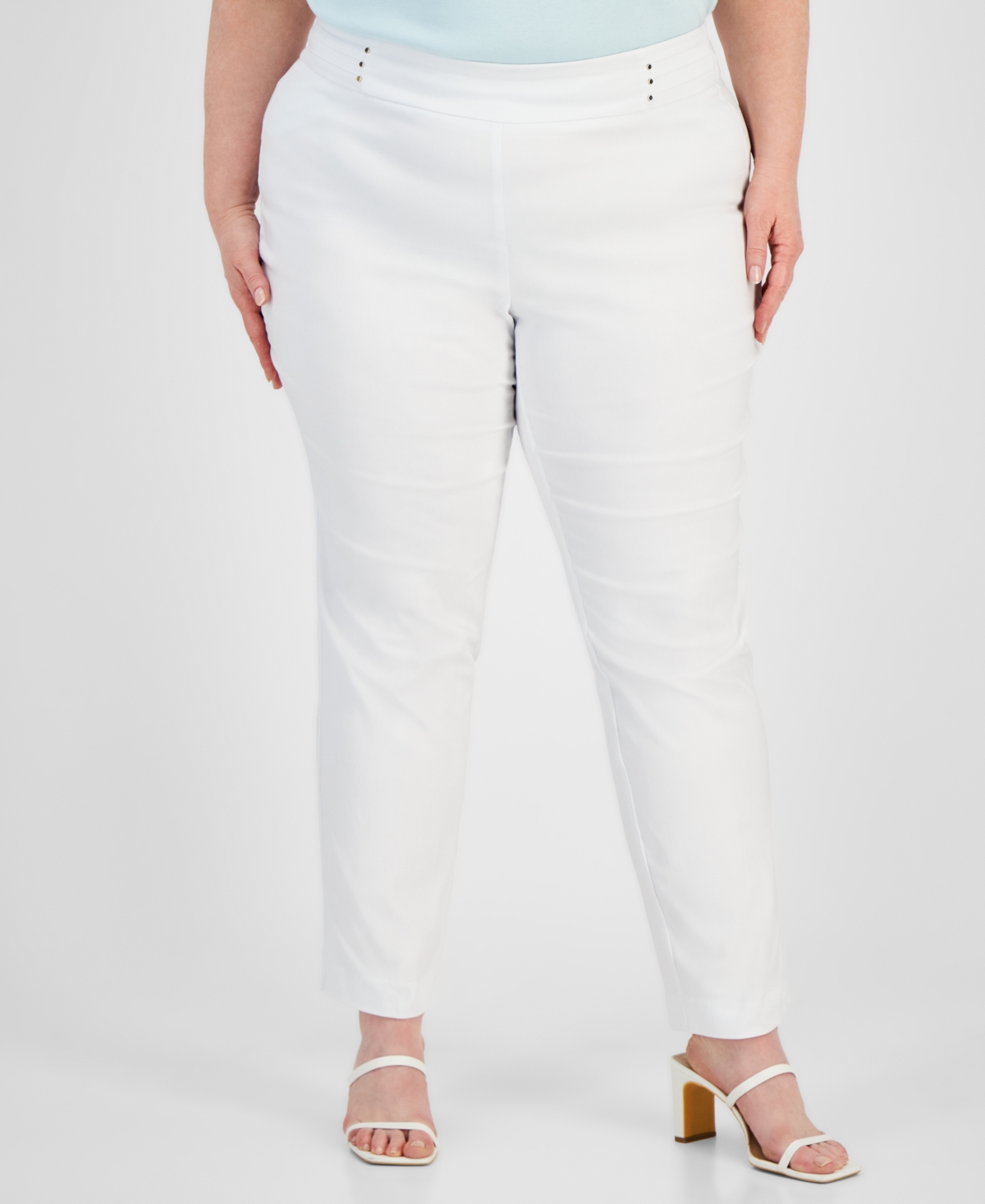 Jm Collection Plus & Petite Plus Size Tummy Control Pull-on Slim-leg Pants, Exclusively At Macy's