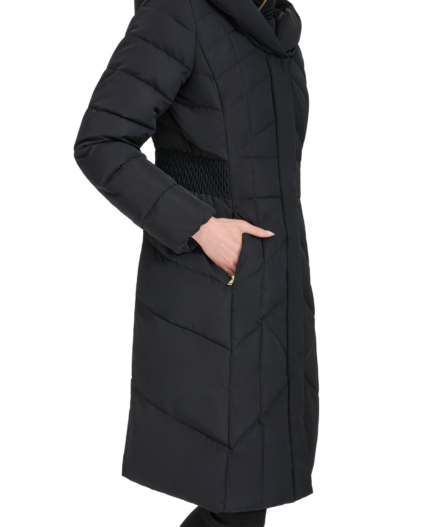 Женская куртка Cole Haan Bibbed Hooded Puffer, цвет: Чёрный — фото 7