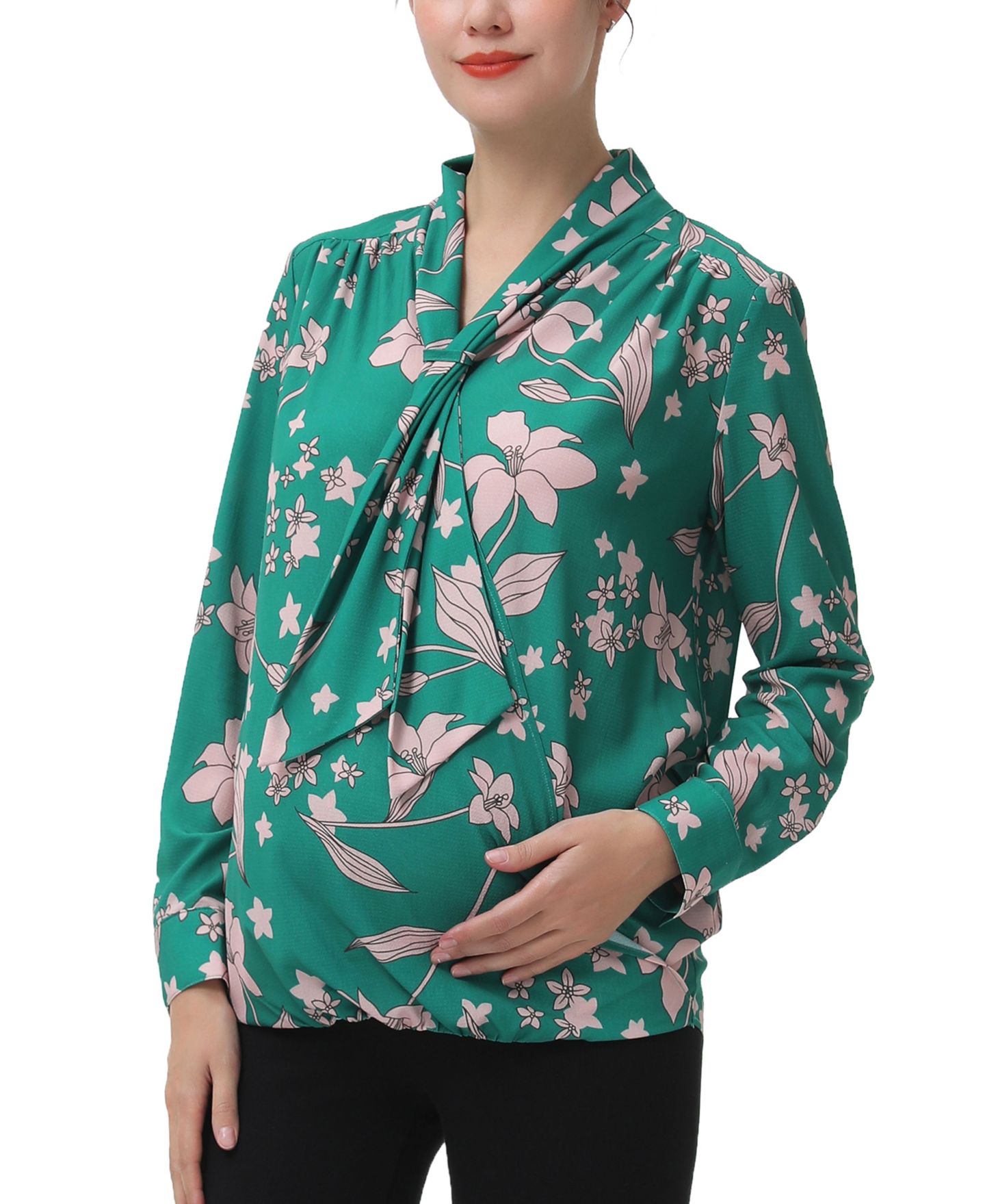 Женская блузка kimi + kai Maternity Tie Neck Nursing Blouse, цвет: Разноцветный — фото 1